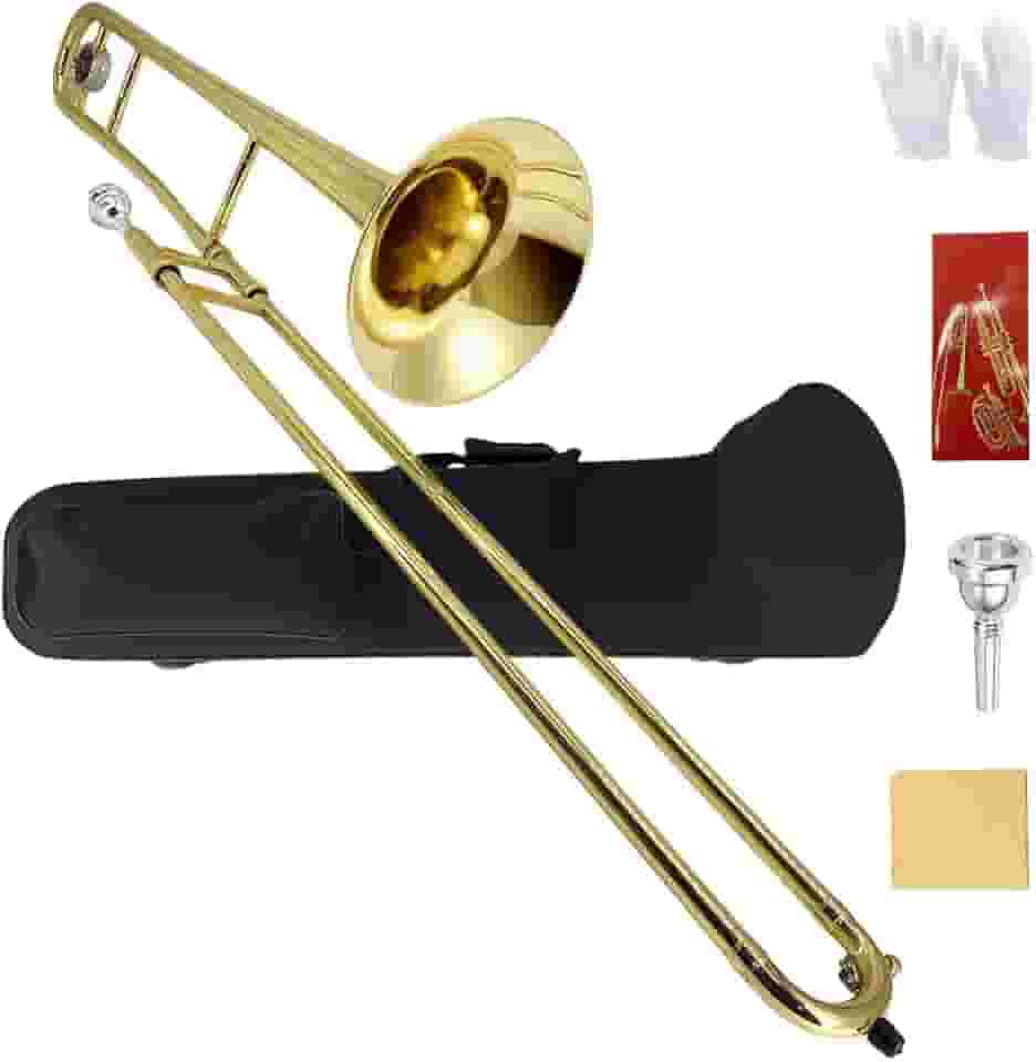 Alto Trombone B Flat – Trombone Alto Slide de latão com estojo rígido, bocal e kit de limpeza – Adequado para estudantes, músicos e iniciantes