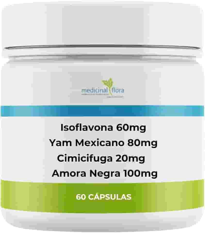 Composto Menopausa Isoflavona, Yam Mexicano, Cimicifuga, Amora Negra - 60 Doses