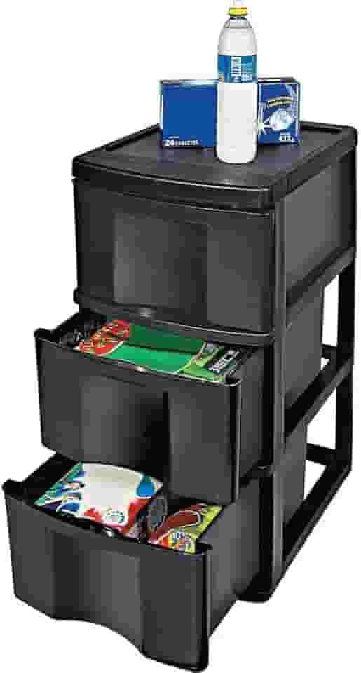 Gaveteiro Plástico Grande 3 Gavetas Preto Gv14p São Bernardo