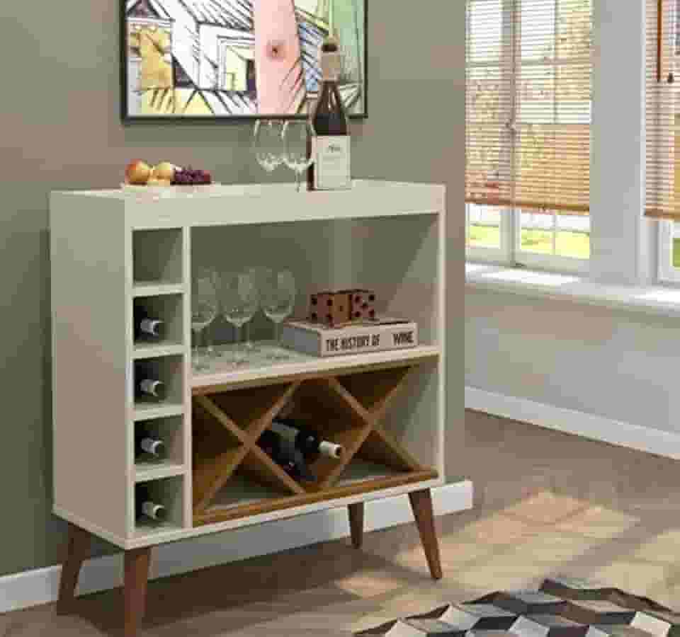 Aparador Barzinho Bar Com Adega/VINHO/Retrô/Cantinho Do Café (OFF WHITE FREIJÓ)