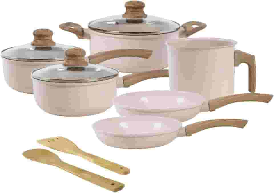 Jogo de Panelas de Alumínio Revestimento Cerâmico com Antiaderente Ecoglide Tuut Vanilla 8 peças