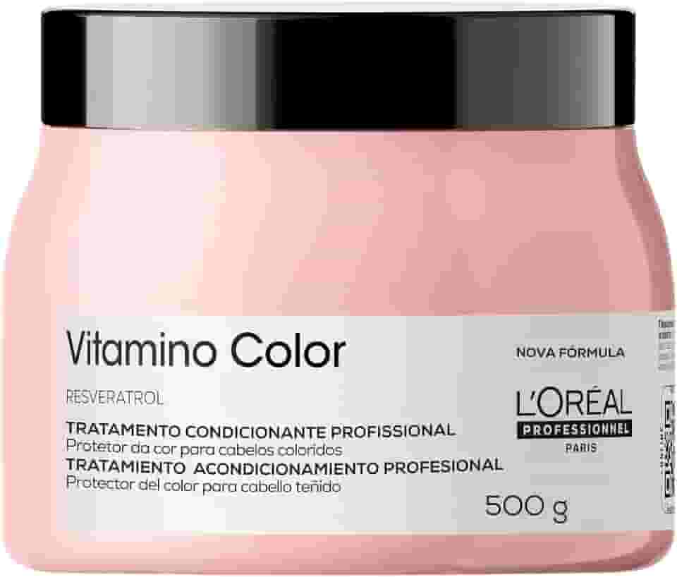 L'Oréal Professionnel Máscara de Tratamento Vitamino Color, Protege e preserva a cor do cabelo, Aumenta o Brilho, Hidrata e Desembaraça, Para cabelos com coloração, 500g