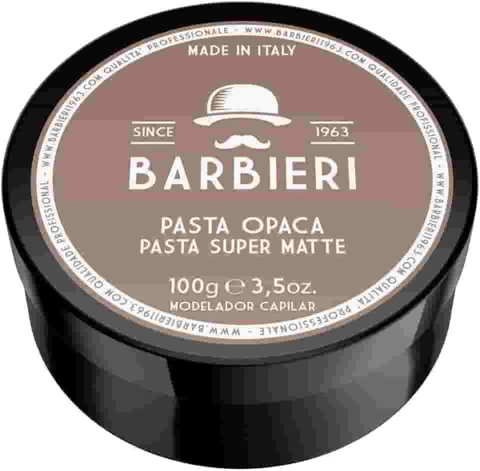 BARBIERI Desde 1963 -Pomada Italiana Super Matte 100g – Efeito Fosco Natural e Fixação Média para Penteados Masculinos