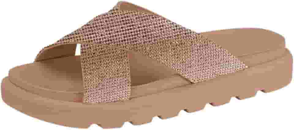 Rasteira Vizzano Flatform Papete Feminina Tira Larga Strass 6459.122