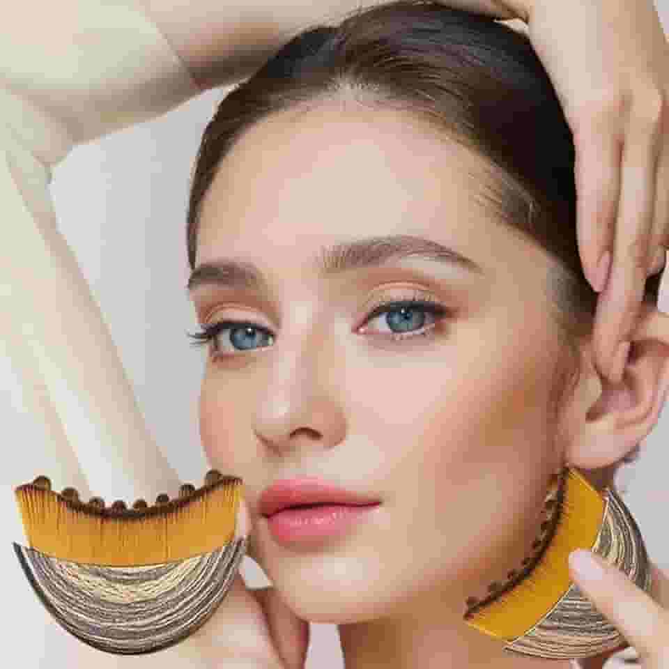 Escova facial de contorno linfático, escova corporal de escovação a seco para esculpir queixo e queixo, massageador de drenagem linfática ergonomicamente projetado, marrom