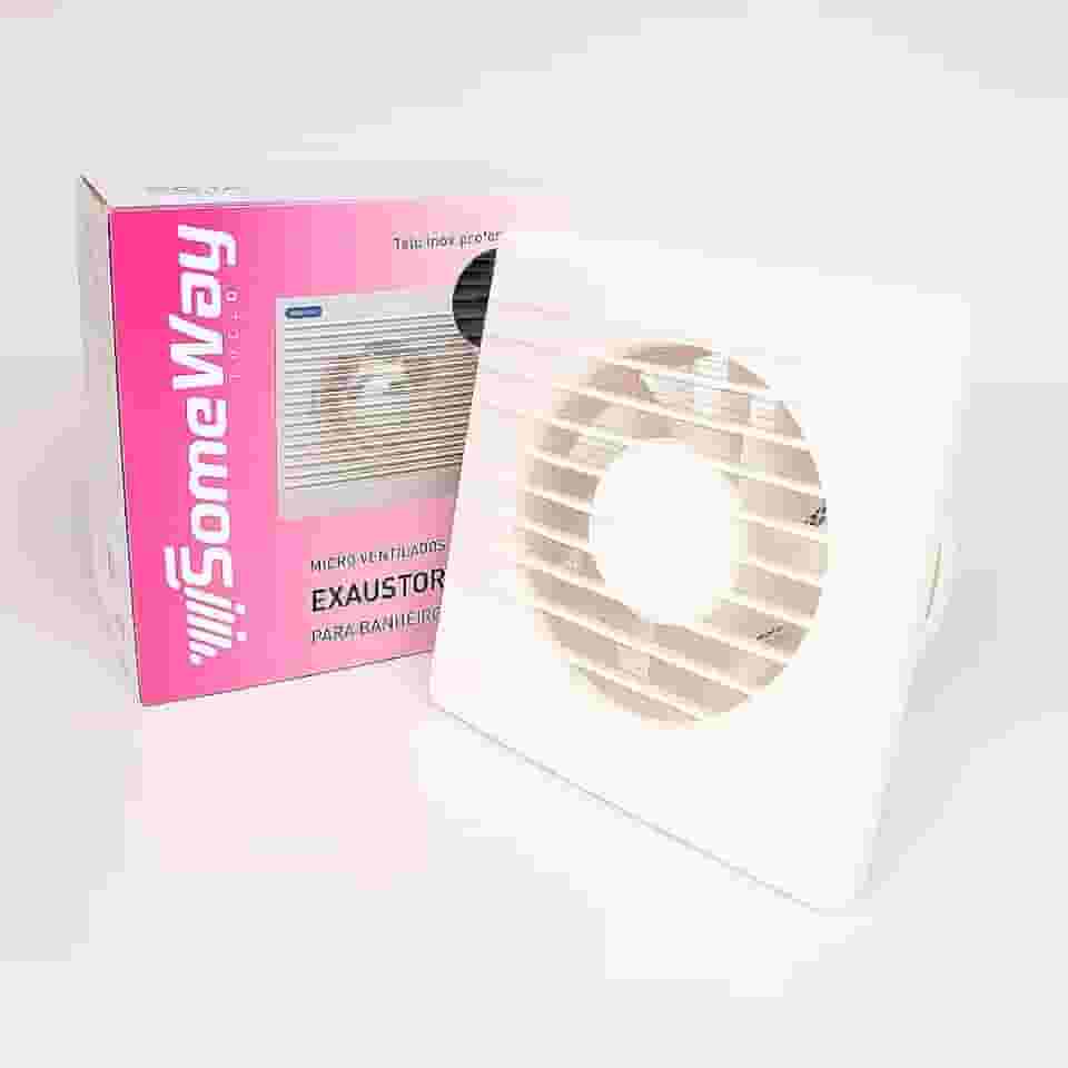 Exaustor Residencial Para Banheiro Cozinha Duto 6" Bivolt Potência De 18W Silencioso 15cm Com Tela Anti-Inseto