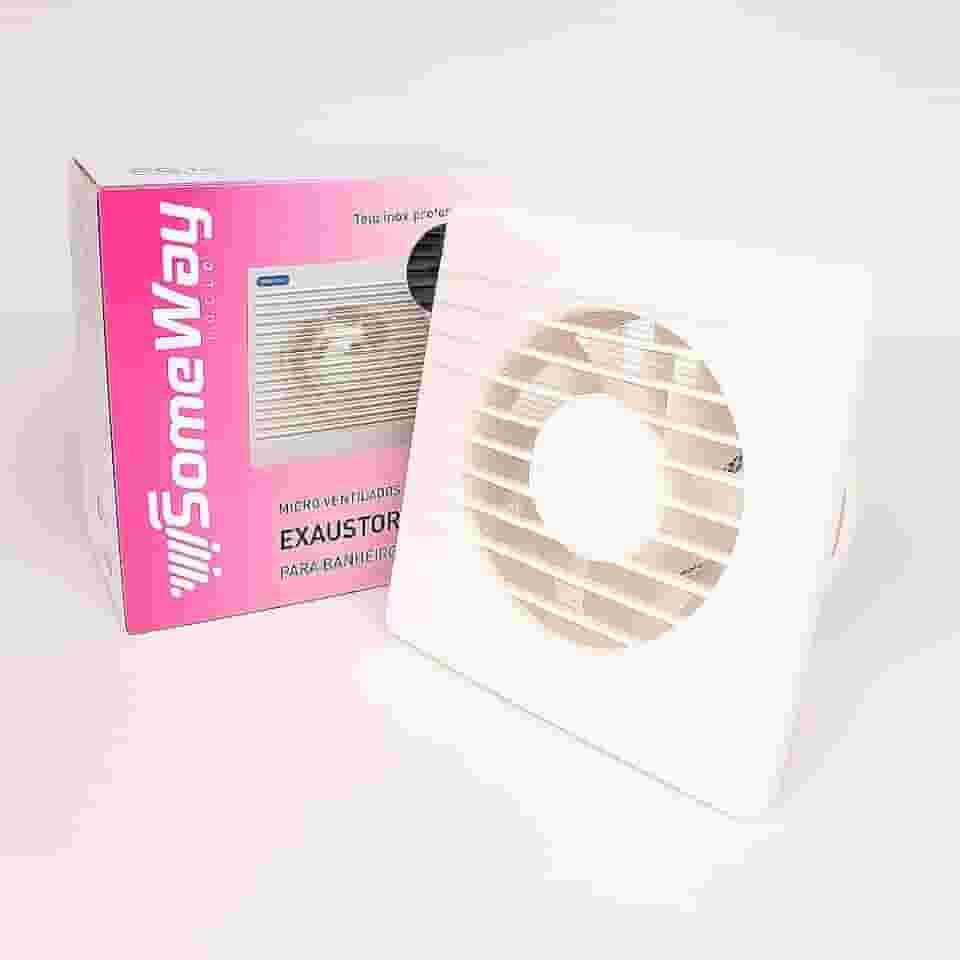 Exaustor Doméstico Para Banheiro De 4" 127/220V Potência 18W Super Silencioso 15cm Com Tela Anti-Inseto
