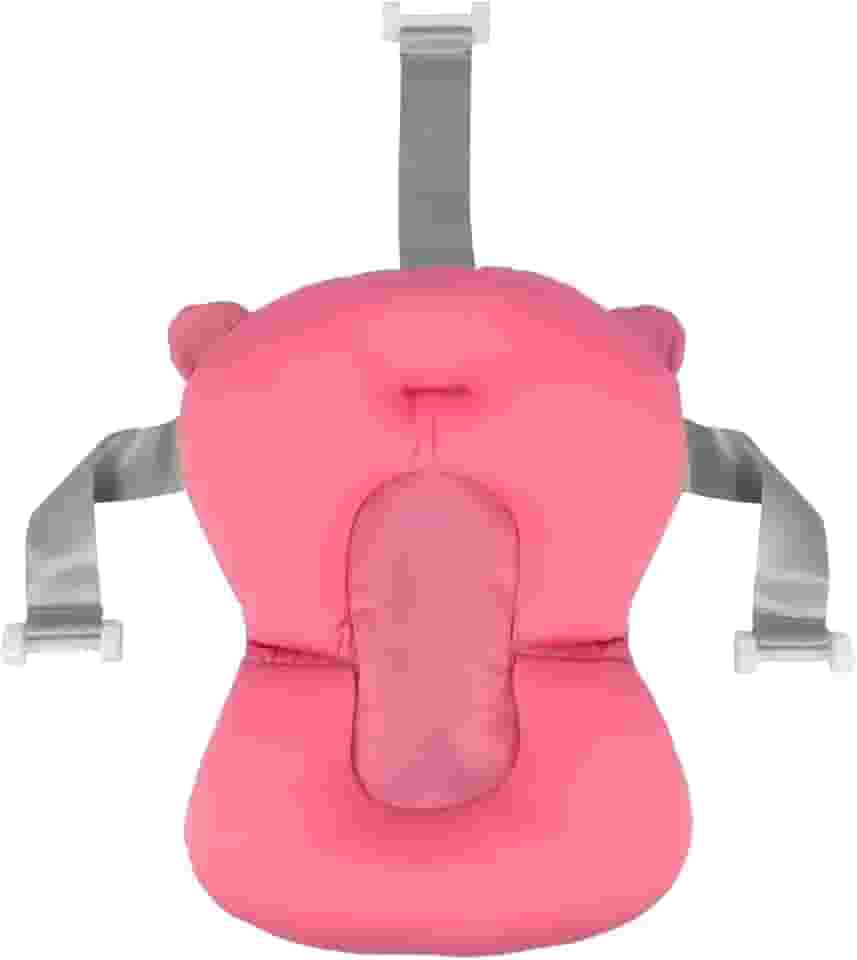 Almofada de Banho Ajustável Para Bebê, Conforto Anatômico Com Encaixe Perfeito na Banheira, Três Alças para Maior Segurança. (ROSA)