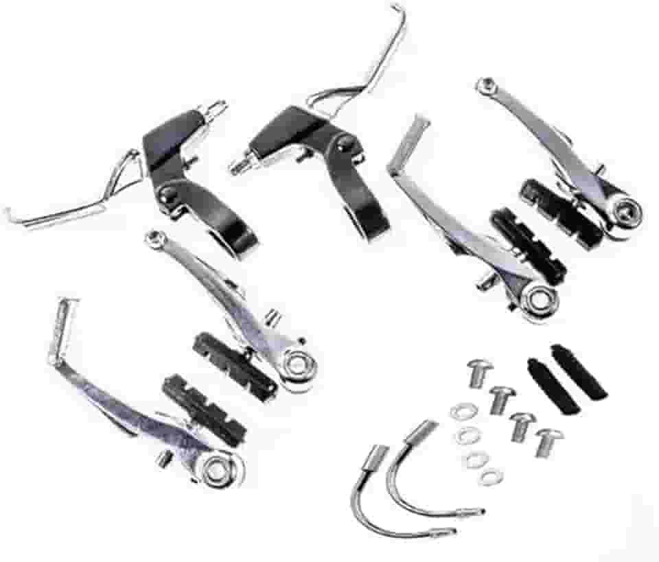 FREIO V-BRAKE COM MAÇANETA DE ALUMINIO PRATA P/BICICLETA