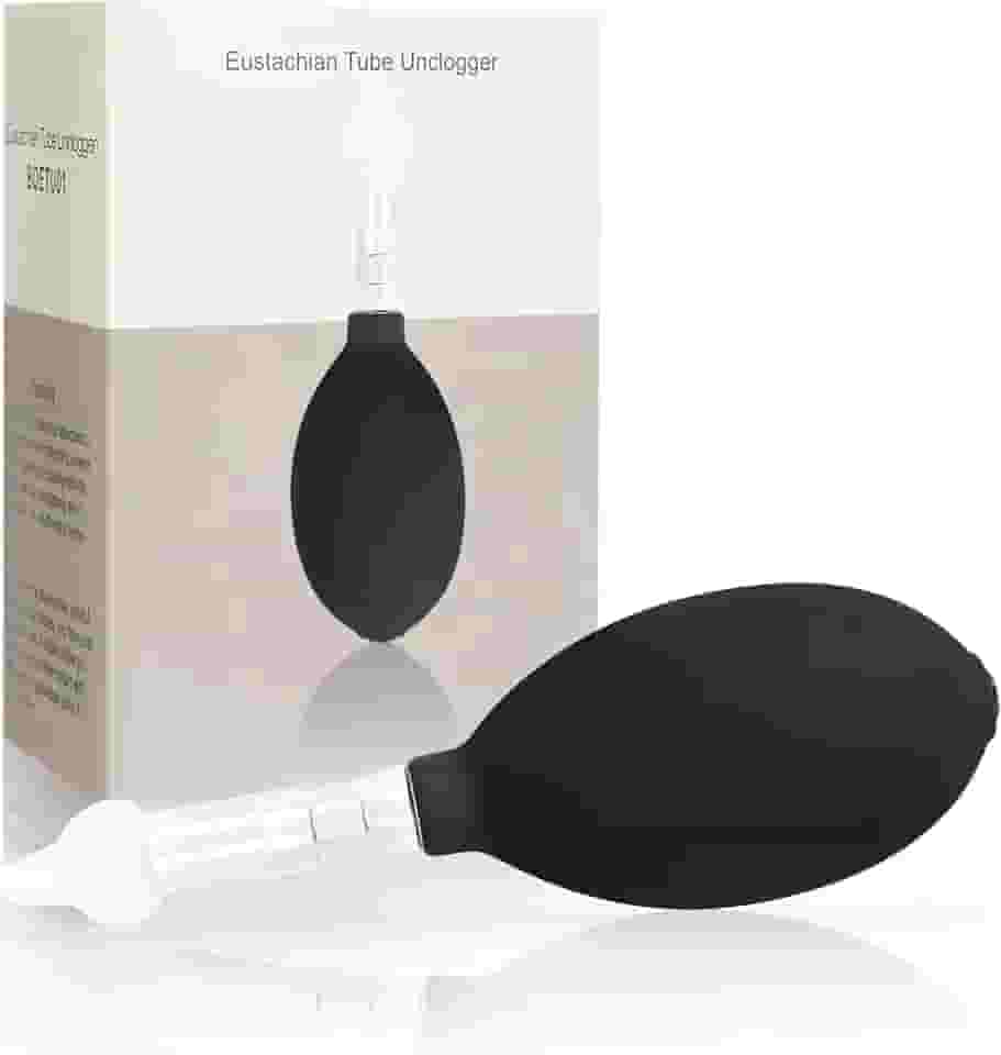 Desentupidor de tubo de Eustáquio, dispositivo de alívio de enxaqueca e congestionamento de congestionamento de zumbido, equilíbrio de pressão interna do ouvido (preto, tamanho único)