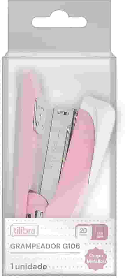 Tilibra - Grampeador 20 Folhas Metálico de Mesa G106 Rosa Claro