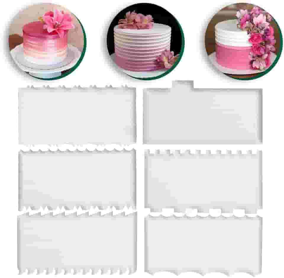 Kit de Espátulas Acrílicas levolpe para Decoração de Bolos, 6 Unidades, 12 Modelos, 8 cm x 15 cm, Material Acrílico