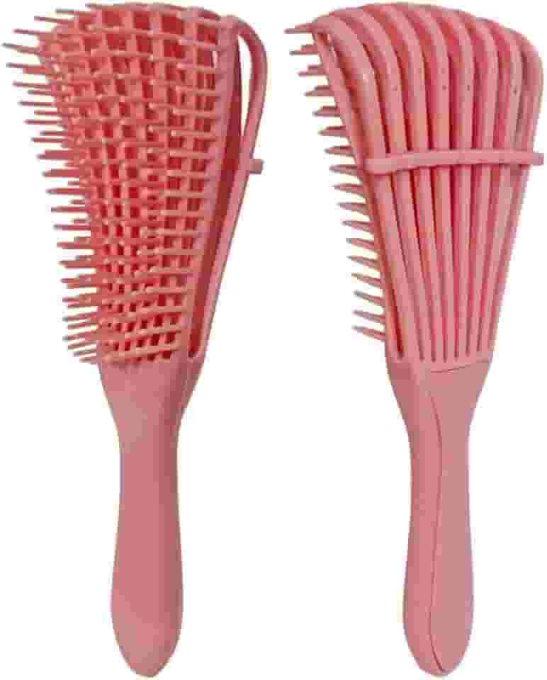 Escova Polvp para Cabelos Cacheados – Pente Desembaraçante Rosa, Design Ergonômico Anti-Quebra, Ideal para Crespos, Ondulados e Cacheados