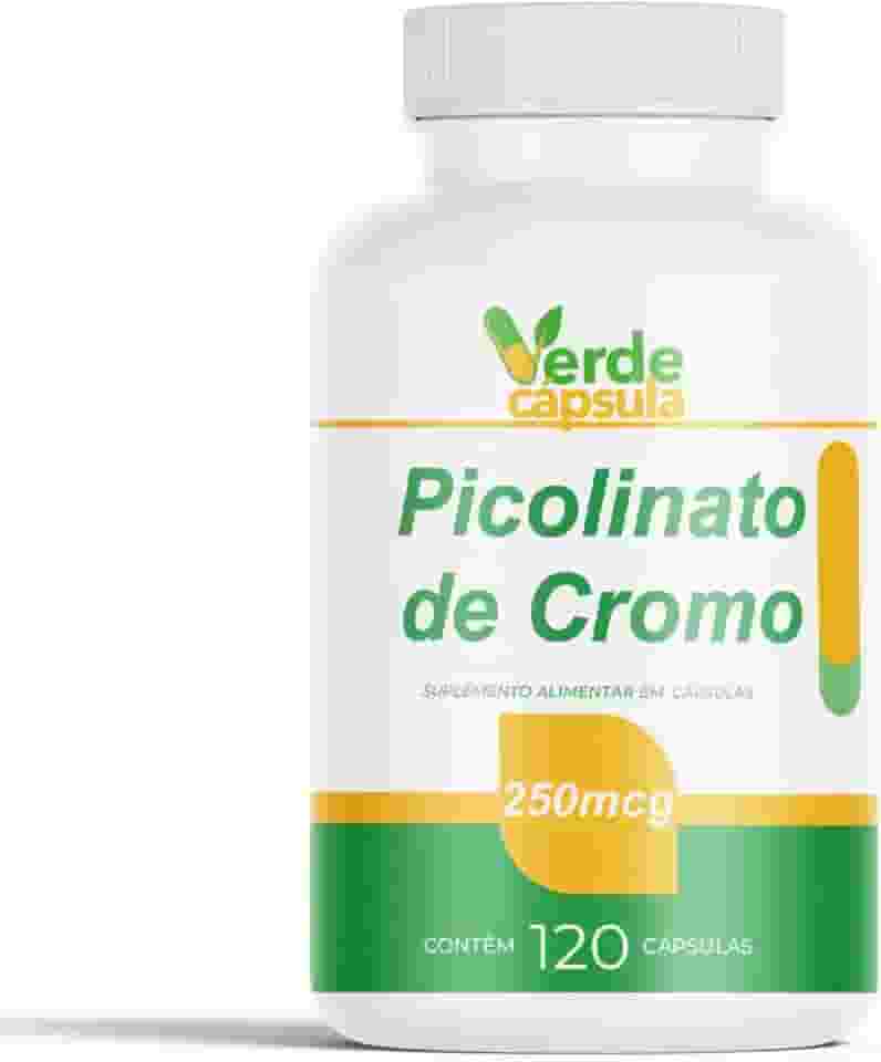 Picolinato de Cromo 120 Cápsulas - Cromo Picolinato 250mcg - Suplemento Alimentar em Cápsulas - Verde Cápsula