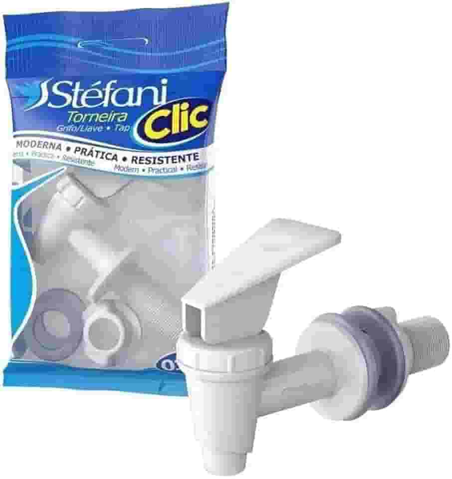 Torneira para Filtro de Água Stéfani Clic Branca PVC