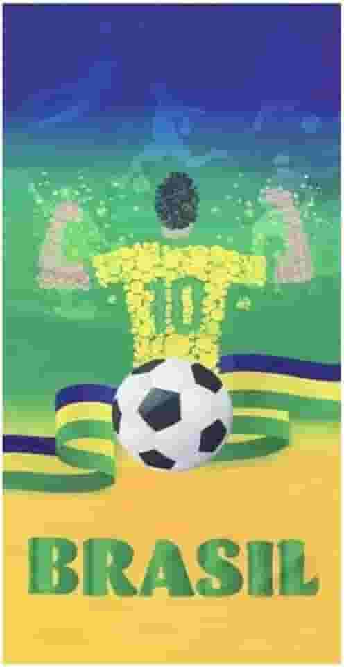 Toalha Aveludada Transfer Brasil 70 cm x 1,40 m Padrão 2 Torcedor