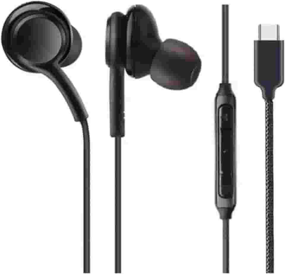 Fone de Ouvido com Fio Entrada Tipo C Som Balanceado USB-C Cabo de Tecido Antitramado,Qualidade Premium