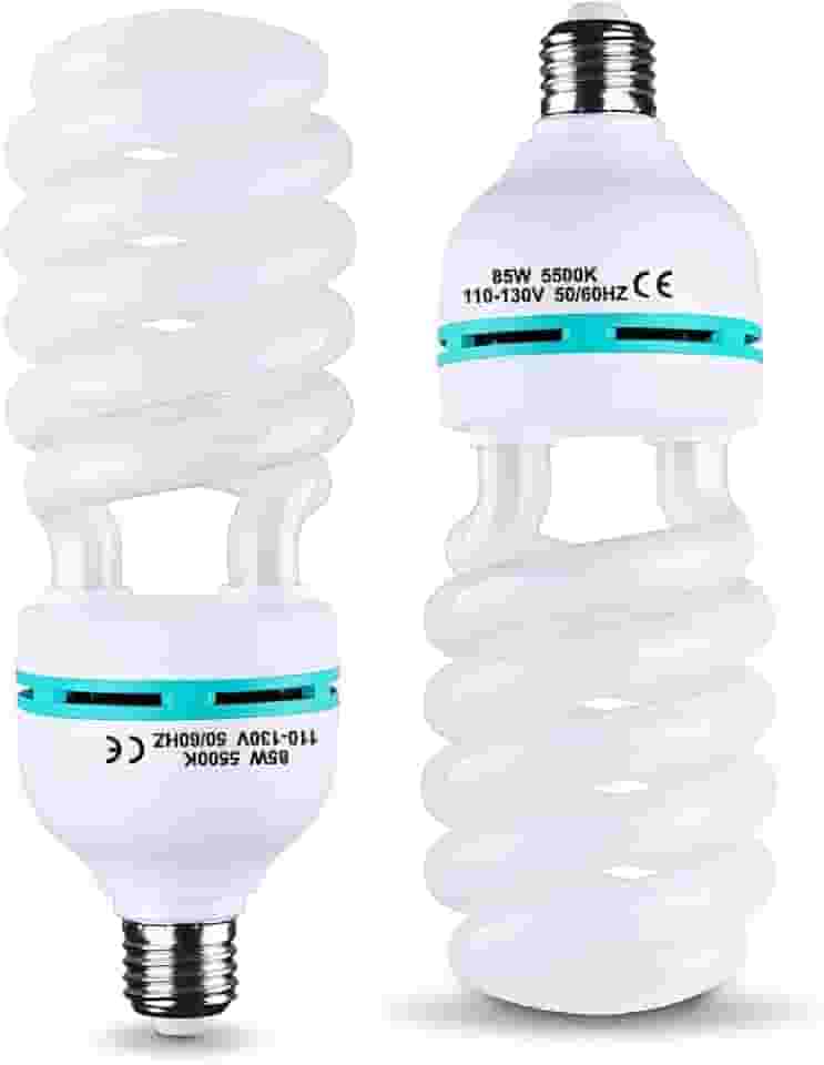 2 Pçs 85W Lâmpada 5500K Cfl Roas Luz do Dia Espiral Softbox Kit de Iluminação Lâmpada Em Soquete E27/E26 para Fotografia Caixa de Fotos (135W-2P)