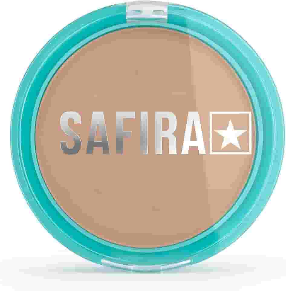 Pó Compacto Facial Bronzeador Bege Nude, Acabamento Natural, Controle de Oleosidade, Safira