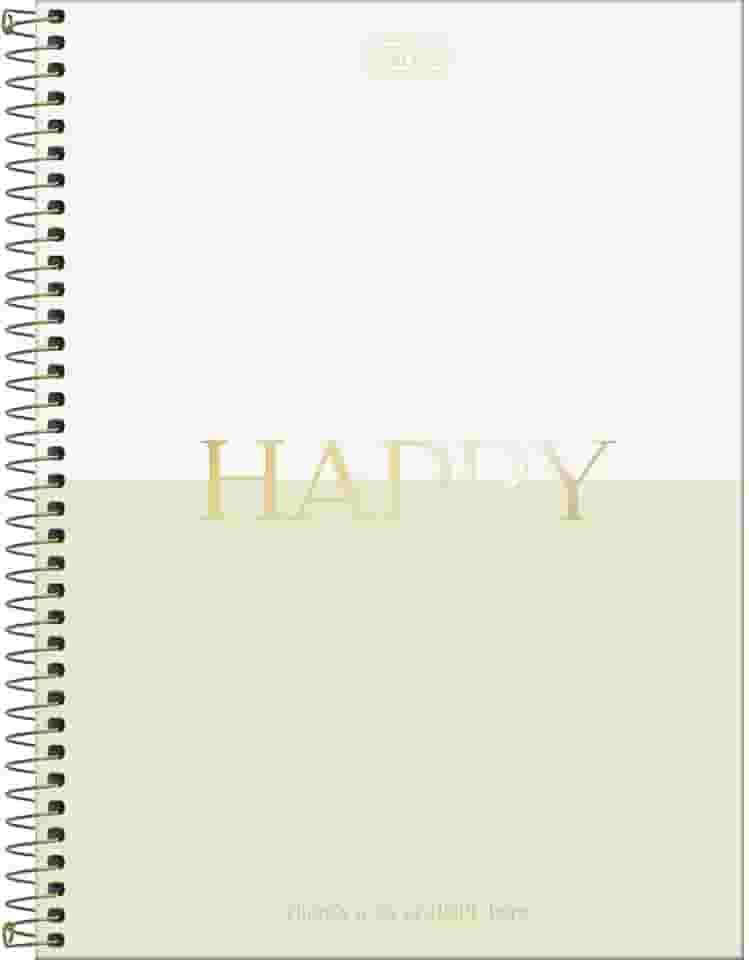 Tilibra - Caderno Espiral Capa Dura Universitário Connect 1 Matéria Happy 80 Folhas - Branco e Verde