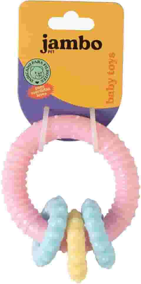 JAMBO PET | Brinquedo Mordedor Para Pets | Baby Argola | Ideal Para Cães Filhotes | Colorido Em Tons Pastel | Material Resistente E Atóxico | Feito em Borracha