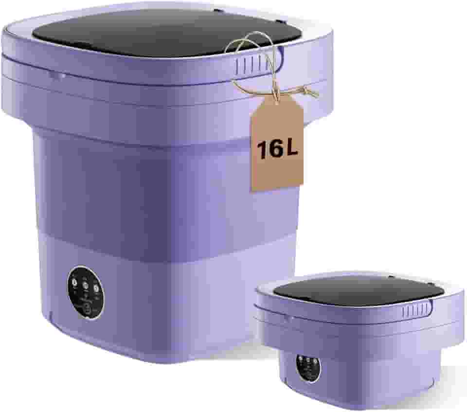 Máquina de lavar portátil, mini máquina de lavar 11,5 L de grande capacidade atualizada, mini lavadora para roupas íntimas, meias, viagem pequena para acampamento, lavanderia de viagem, trailer (roxo)