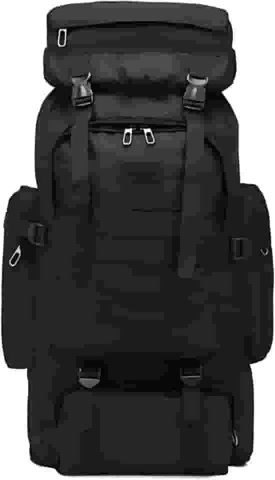 Mochila Cargueira Camping Impermeável 80litros Travessia Trilha Preta Desenho do tecido Liso Qualidade Premium para sua Viagem