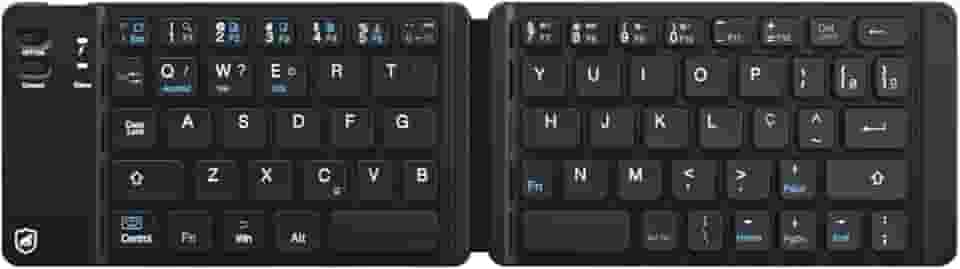 Gshield Mini Teclado Dobrável Bluetooth Sem Fio para Celular, Tablet e Computador, Teclas ABS Padrão ABNT2, Armor 30x8,5cm (Preto)