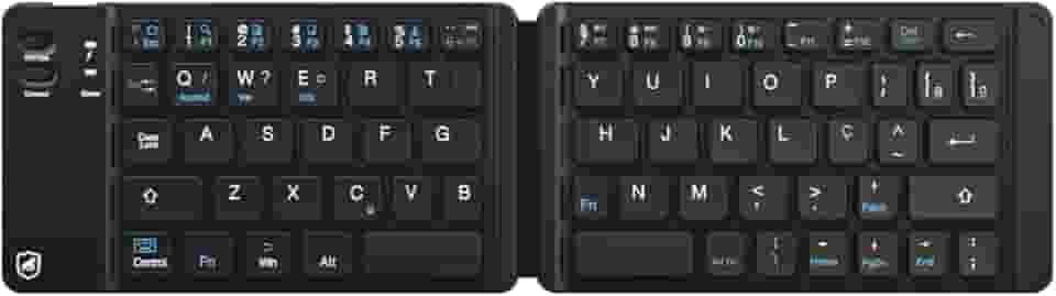 Gshield Mini Teclado Dobrável Bluetooth Sem Fio para Celular, Tablet e Computador, Teclas ABS Padrão ABNT2, Armor 30x8,5cm (Preto)