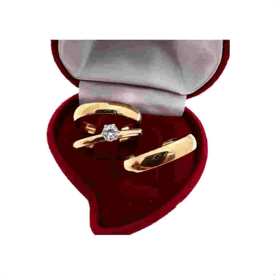 Par De Alianças Casamento Abaulada 4mm Aço C/Anel Solitário