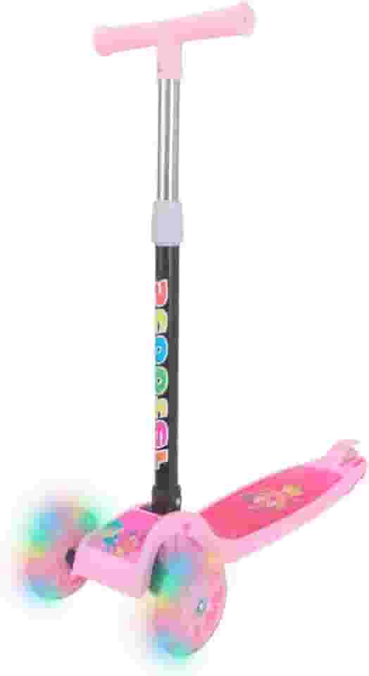 Patinete Infantil 3 Rodas Dobrável Com Luzes LED Altura Regulável Criança Menino Menina