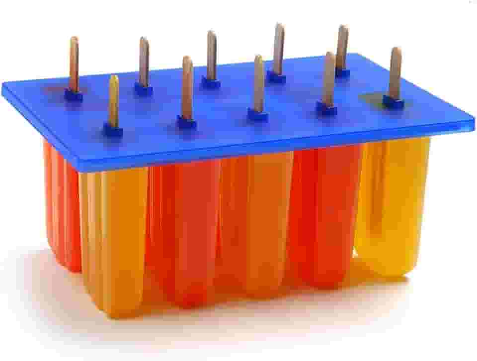 Norpro Máquina de picolé congelada 423 com 24 palitos de madeira, branco/azul, 10 x 23 x 14 cm