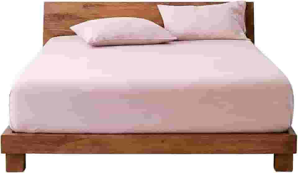 Decolab Jogo de Lençol 100% Algodão Premium Extra Macio - Roupa De Cama Antiácaro, Inclui Lençol Com Elástico (Forro) E Fronhas (Rosa, Queen Simples)