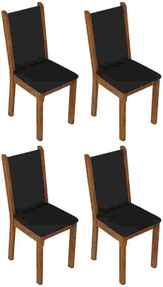 Kit 4 Cadeiras de Jantar 4291 Rustic/preto Madesa