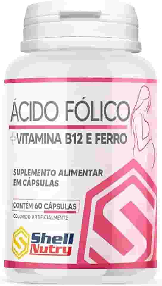 Ácido Fólico, Vitamina B12, Ferro C/ 60 Cápsulas
