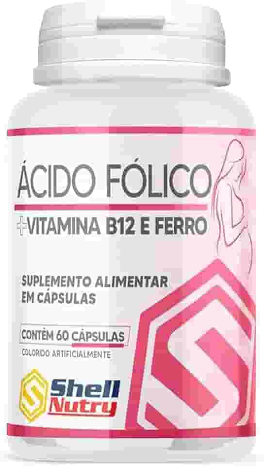 Ácido Fólico, Vitamina B12, Ferro C/ 60 Cápsulas