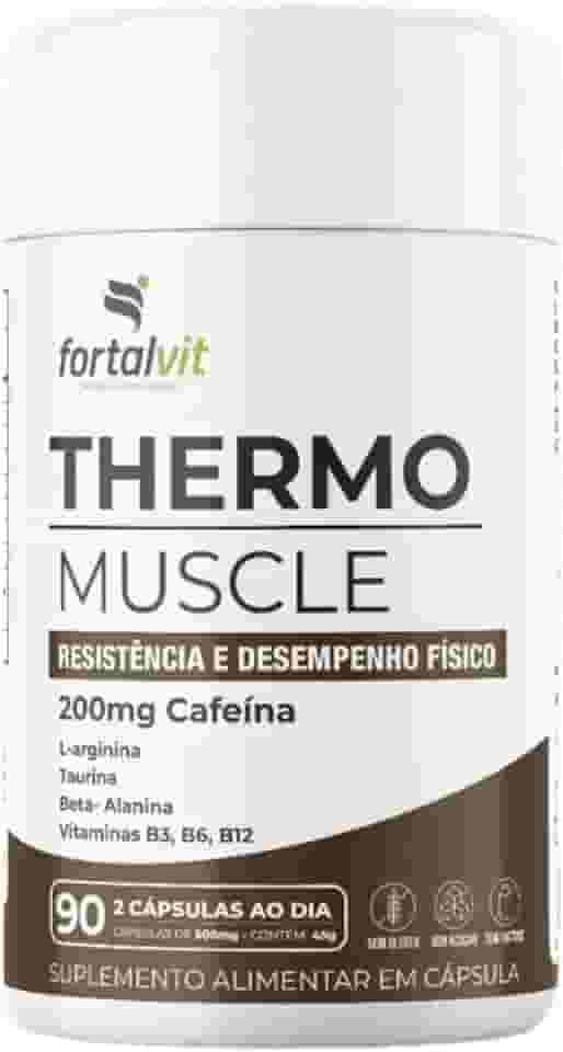 Thermo Muscle Pré-Treino, 90 Cápsulas, 200mg Cafeína, L-Arginina, Taurina, Beta-Alanina e Vitaminas do Complexo B, Fortalvit
