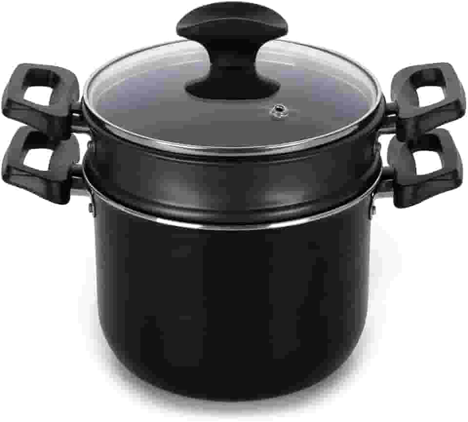 Multiflon Cuscuzeira de Aluminio 16 Centimetros Com Tampa de Vidro Linha Induct+ Resistente Eficiente Durável e Saudável