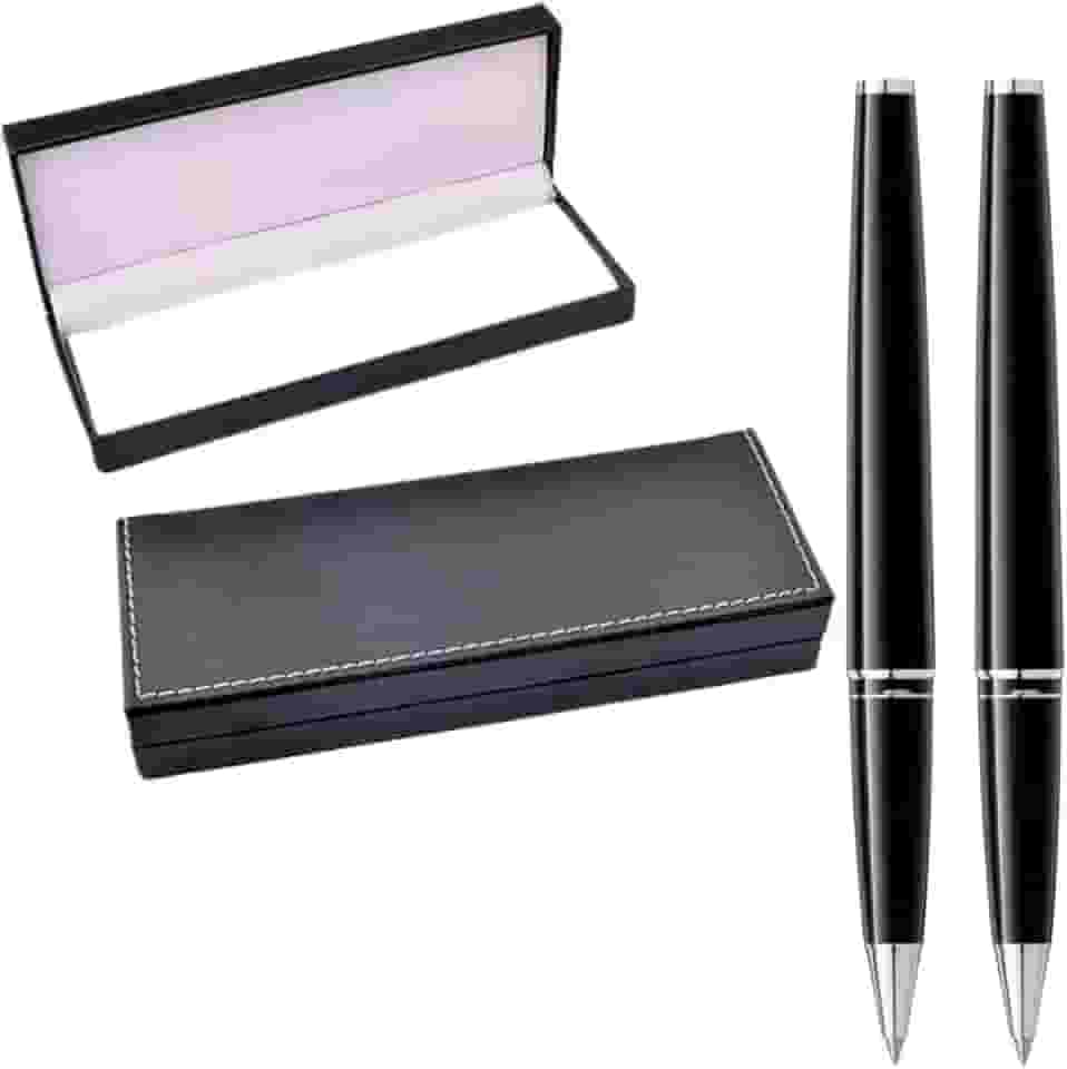 2 Canetas Esferográfica de Metal Social Luxo Com Estojo Ideal Para Presente