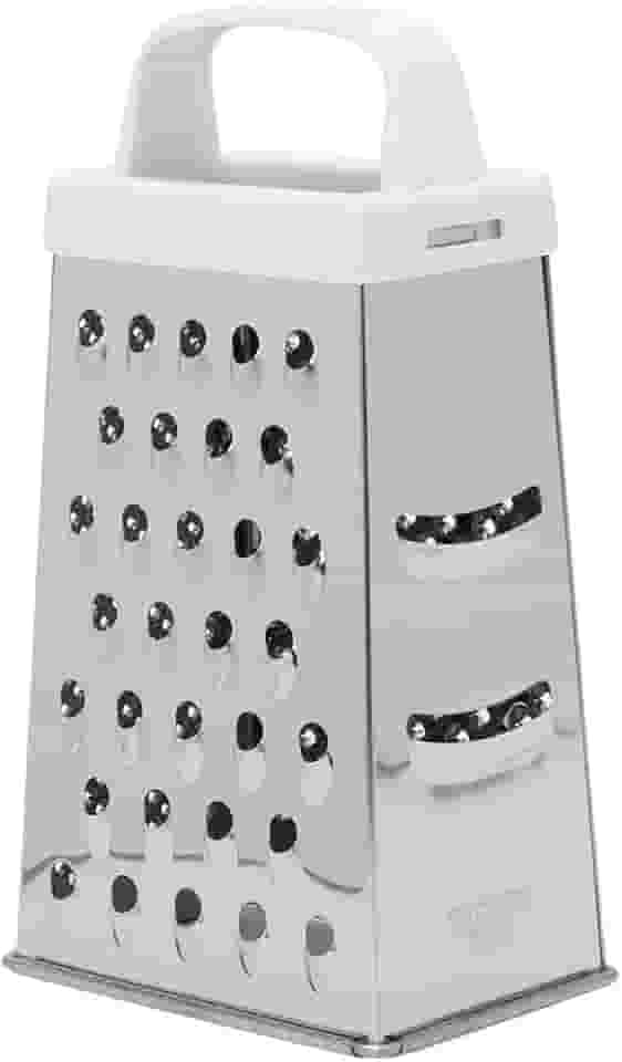 Mimo Style Ralador em Inox, 4 Faces, Lâminas de Aço Inoxidável Afiadas, Ergonomicamente Projetado Com Uma Alça de Borracha, Ideal Para Queijo Parmesão, Vegetais, Gengibre,