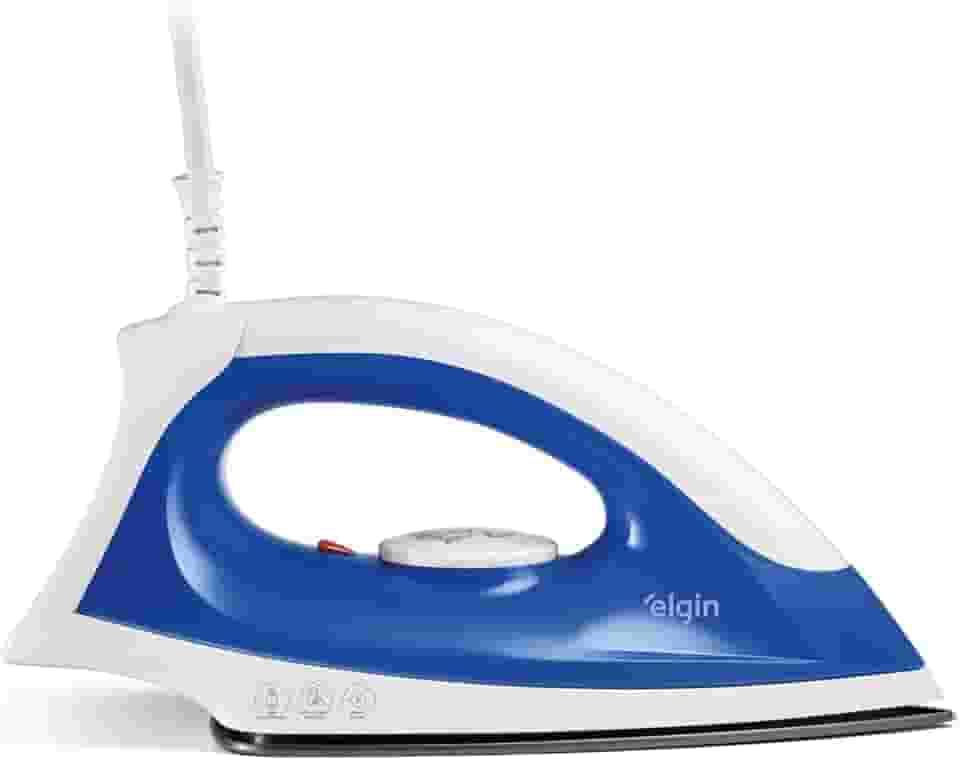 Ferro de Passar a Seco Iron Force Elgin Super Leve Branco e Azul Base Antiaderente 220V