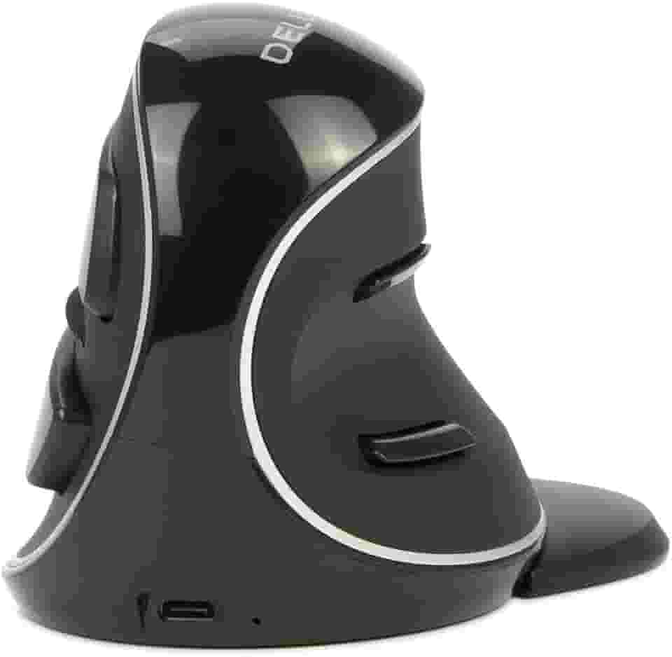 DeLUX Mouse Ergonômico sem Fio com 4000 DPI, Mouse Vertical Recarregável 2.4G com Receptor USB e Bluetooth, 6 Botões, Apoio para as Mãos Removível para Túnel do Carpo (M618PD-Preto)