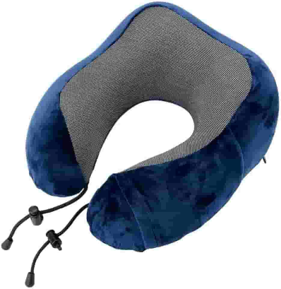 Almofada Travesseiro De Pescoço Nasa Para Viagem Com Fecho Ajustável - Encosto Macio, Descanso, Suporte Para Dormir No Avião ou Carro (Azul Marinho)