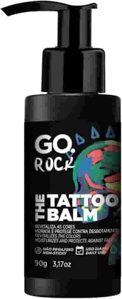Balm de tatuagem GO Rock, tattoo balm, revitaliza, protege as cores e hidrata a pele, com 3 óleos, vitamina E e D'pantenol, vegano, GO Man