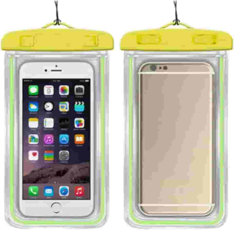 Capa Case para Celular a Prova D'Água Impermeável Transparente Universal Proteção Completa IPX8 Sensível ao Toque Ideal para Praia Trilhas Piscina Viagens (AMARELA)