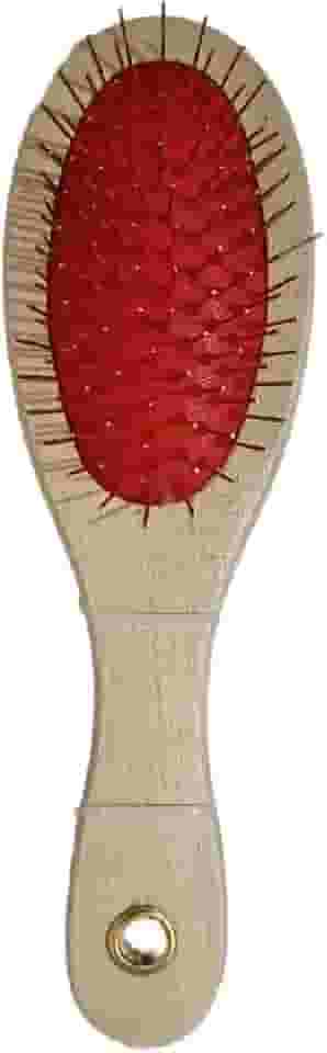 Escova de Madeira para Pet, Tamanho P, 17,5 cm, Pinos Metálicos, Cabo Ergonômico, para Pelos Curtos e Médios