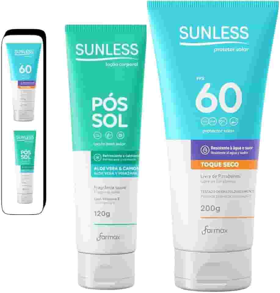 Kit Protetor Solar Fps 60 200g + pós Sol Aloe Vera E Camomila 120g Fps 50