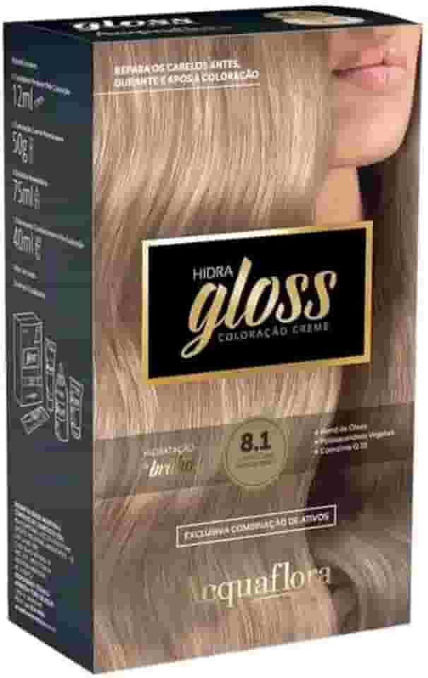 AcquaFlora Coloração Permanente Hidra Gloss Louro Claro Acinzentado 8.1 Acquaflora