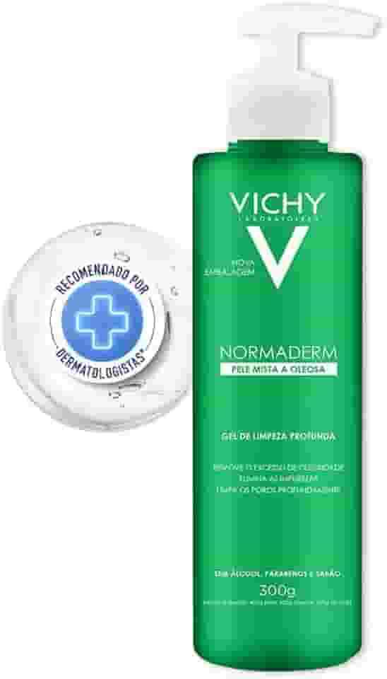 Vichy Normaderm Gel de Limpeza Profunda, para Pele Mista a Oleosa, com Ácido Glicólico e Salicílico, Controla Oleosidade, Elimina Impurezas e Desobstrui Poros, 300g