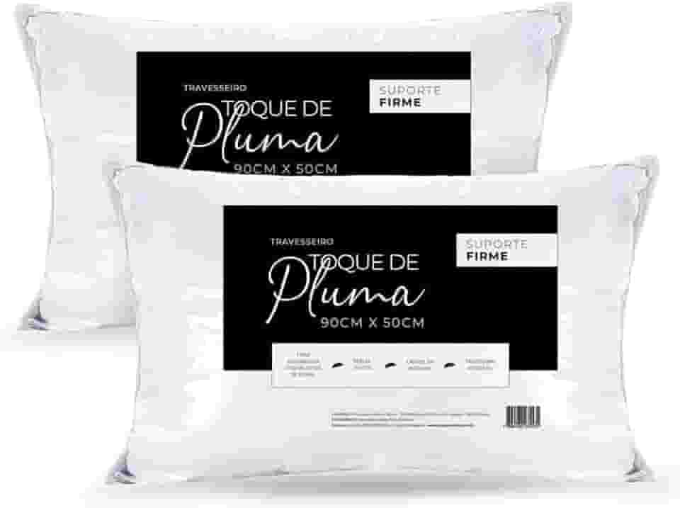 Kit 2 Travesseiros King Toque de Pluma Firme 90x50 cm – Percal 180 Fios | Alto, Macio e Confortável para Noites Revigorantes